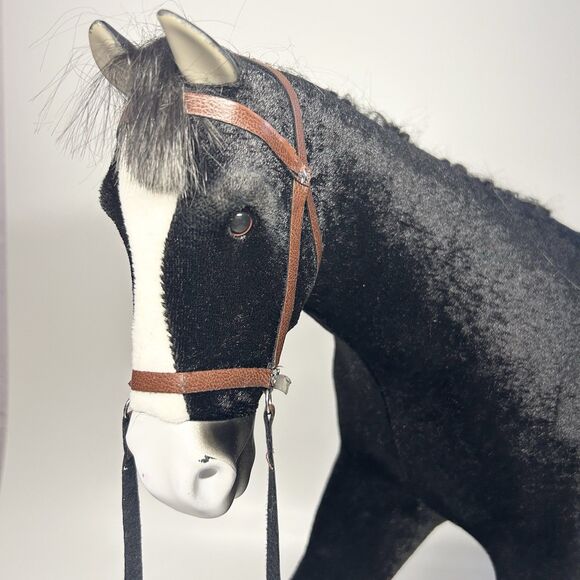 American Girl Black & White Velvet Horse 16” Retired 2008 Collectible w/ Lead - Picture 2 of 16